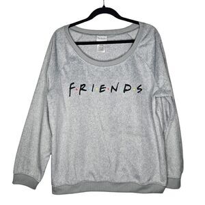Neutral Soft Fleece Loungwear Retro Novelty Sweatshirt Friends Casual Top Sz XXL